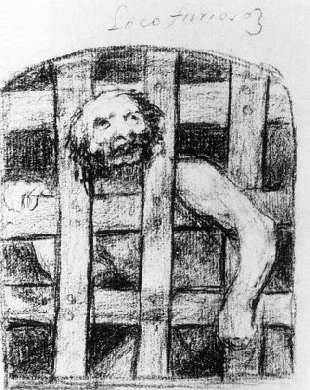 Francisco de goya y Lucientes A Lunatic behind Bars